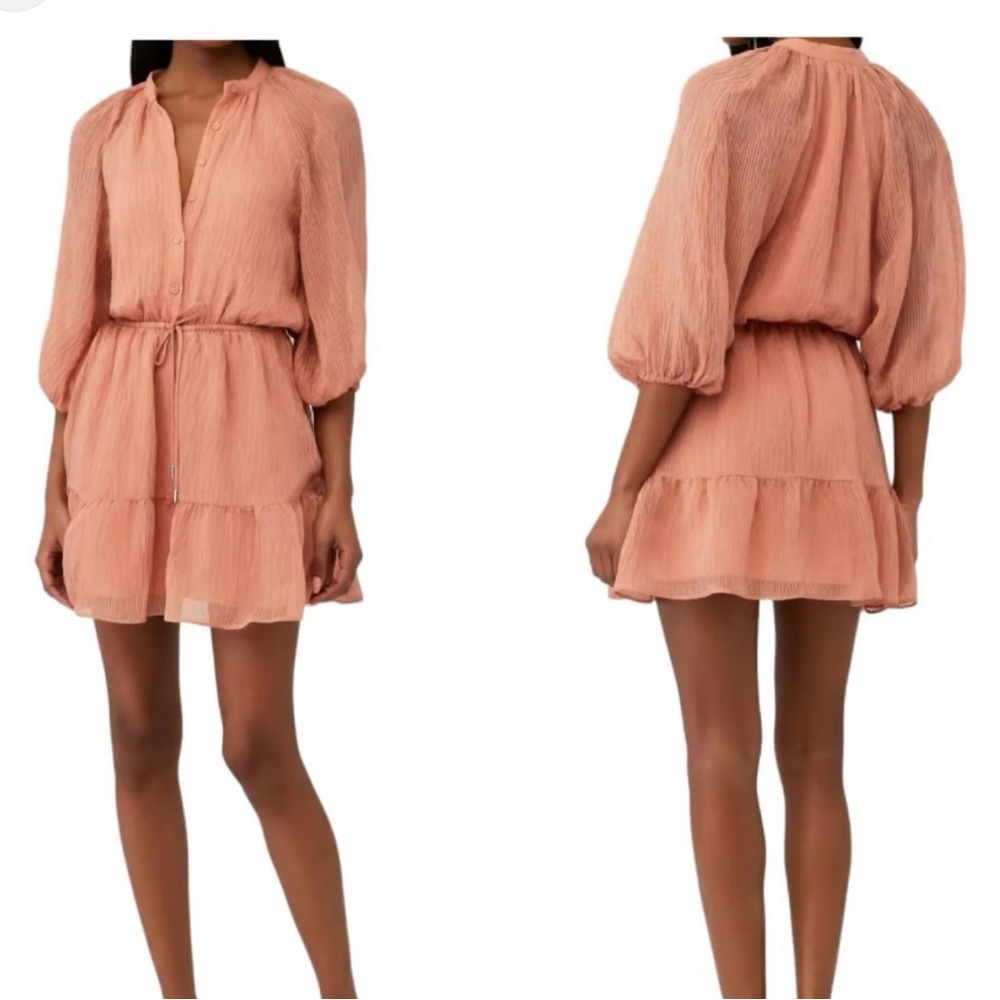 NWT SIZE XS/S/M MINKPINK Pink Long Sleeve Sundress with Mandarin Collar